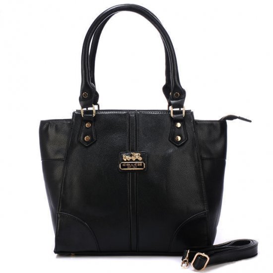 Coach Logo Medium Black Satchels BJG | Women - Click Image to Close